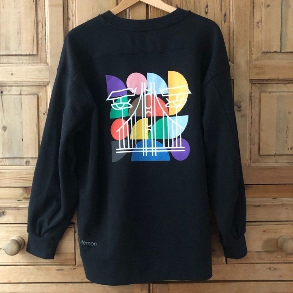 Lululemon San Francisco S/M Pride Pop Up Black‎ Crewneck Sweater Pullover Unisex